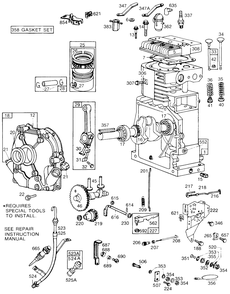 Cylinder,crankcase,controls Diagram and Parts List for 195452-0658-XX  Briggs and Stratton Engine